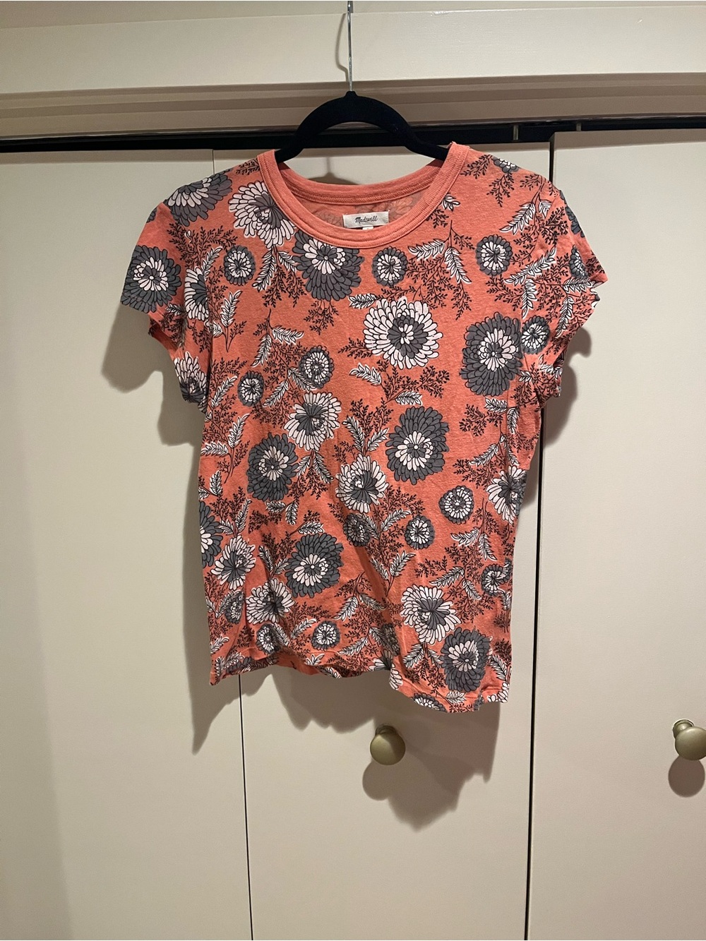 Madewell Coral Floral Short Sleeve Tee